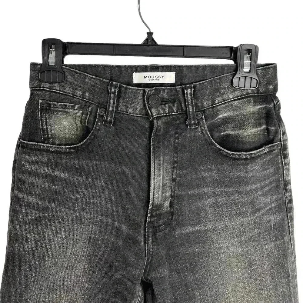 Moussy Vintage Westcliffe Black Raw Hem High-rise Jeans Japan Skinny Ankle 25 - Picture 3 of 11